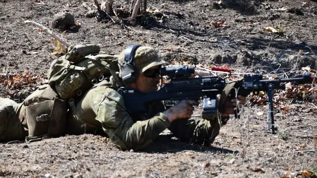 Latihan militer gabungan multinasional Super Garuda Shield 2023 di  Puslatpur 5 Marinir Situbondo. (Istimewa)