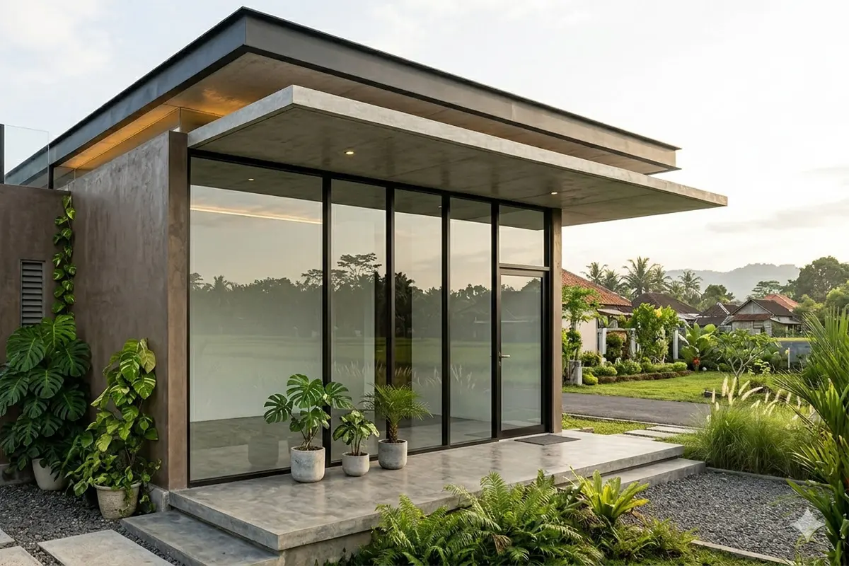 Inspirasi Model Rumah Minimalis 5x7 Meter Atap Datar Ala Rumah Modern.