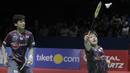 Pasangan Jepang, Takuto Inoue/Yuki Kaneko saat melawan Kevin Sanjaya/Marcus Gideon, pada final Indonesia Open di Istora Senayan, Jakarta, Minggu, (8/6/2018). Kevin/Marcus menang 21-13 dan 21-16. (Bola.com/M Iqbal Ichsan)