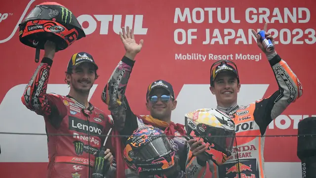 Foto: Diwarnai Hujan Deras dan Berakhir Red Flag, Jorge Martin Dinyatakan Juara MotoGP Jepang 2023