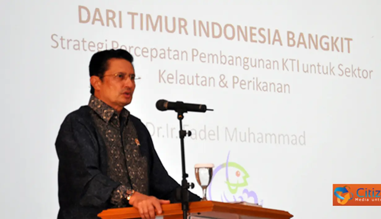 Citizen6, Makassar: Menteri Kelautan dan Perikanan, Fadel Muhammad, memberikan kuliah umum di Universitas Islam Negeri (UIN) Alauddin, Selasa (14/6). (Pengirim: Efrimal Bahri)