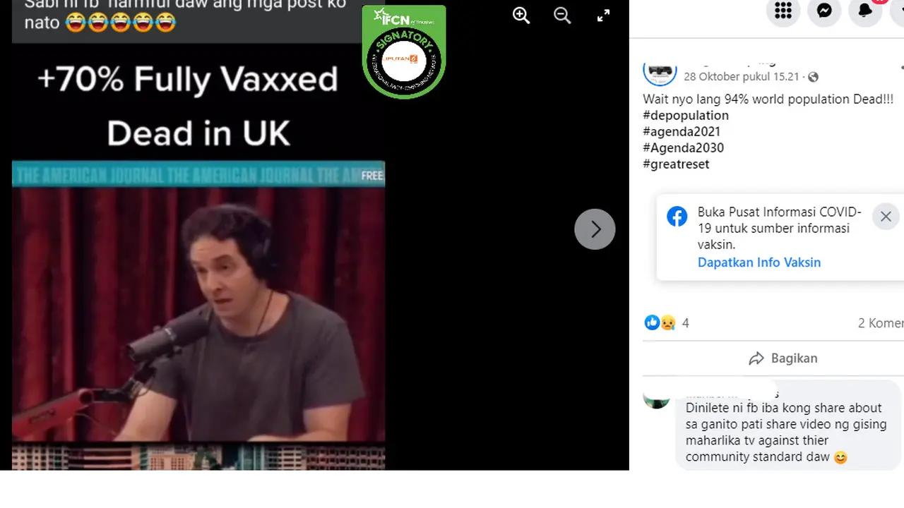 Cek Fakta Liputan6.com menelusuri klaim lebih dari 70 persen warga UK meninggal dunia setelah divaksin Covid-19 lengkap