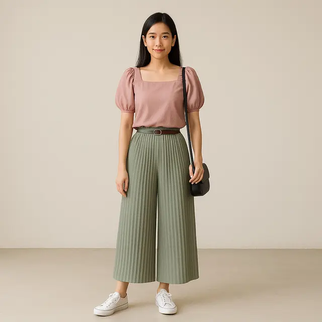 Model Blouse dengan Celana Kulot untuk Usia 20-30 Tahun/ Ilustrasi gambar oleh AI