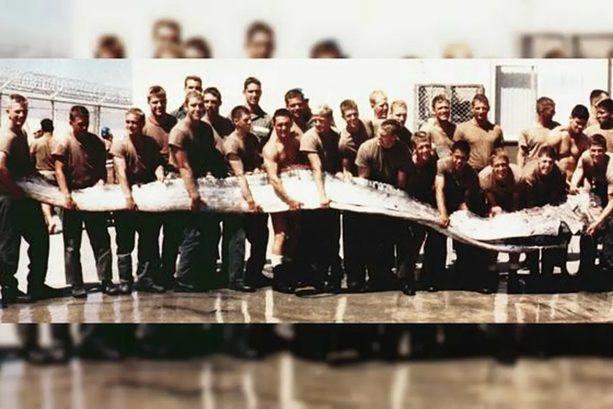 Oarfish raksasa saat ditemukan oleh taruna Navy SEALs 1996 (US Navy)