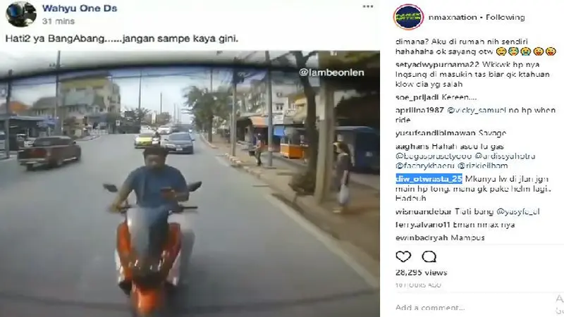 Agar Tidak Jatuh Bodoh, Jangan Pernah Main HP Sambil Nyetir (Foto:Instagram)