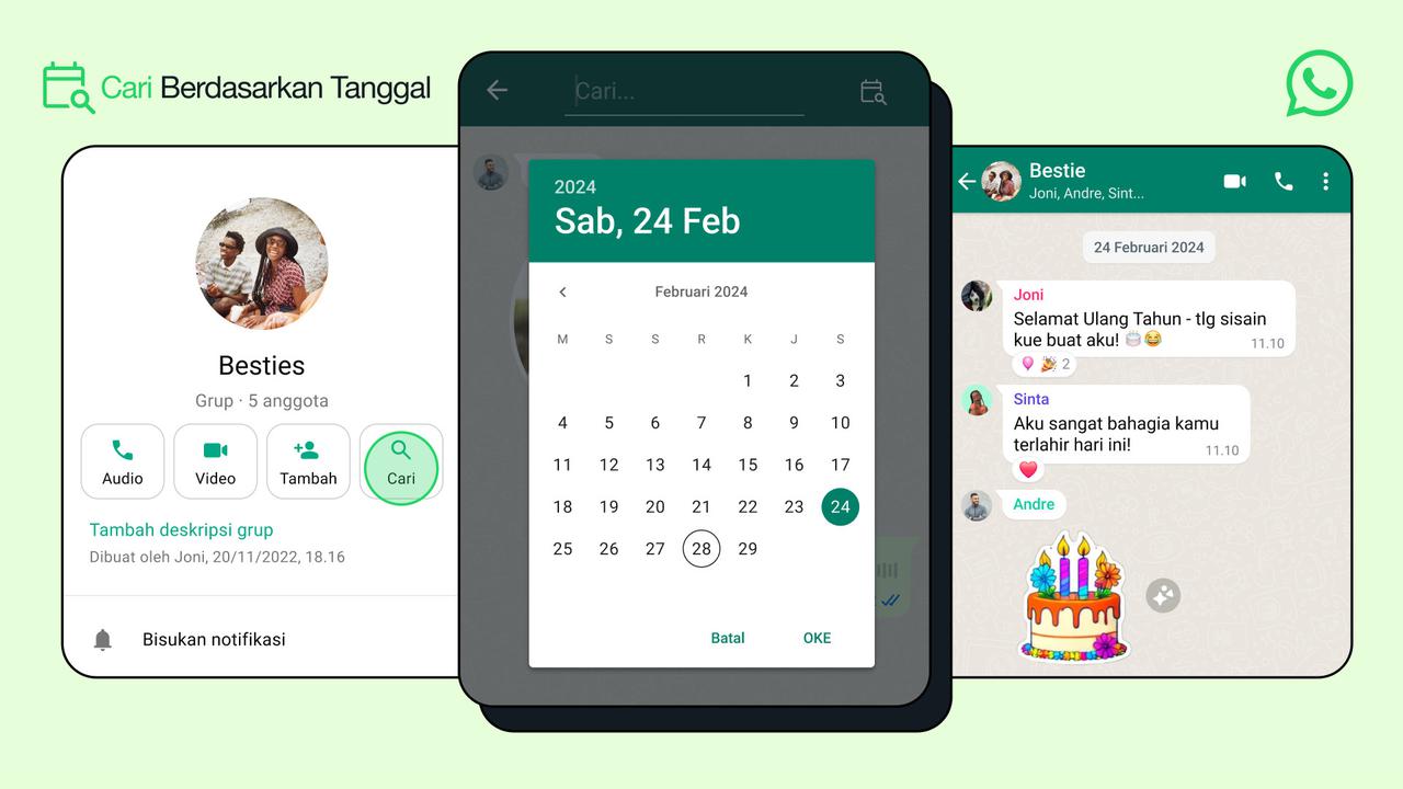 WhatsApp menghadirkan fitur pencarian pesan berbasis tanggal