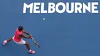 Petenis Spanyol, Rafael Nadal berusaha mengembalikan bola Nick Kyrgios dari Australia selama pertandingan tunggal putaran keempat di kejuaraan tenis Australia Terbuka di Melbourne, Australia (27/1/2020). Rafael Nadal menang dengan skor 6-3, 3-6, 7-6 (6), 7-6 (4). (AP Photo/Andy Wong)