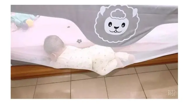 6 Potret Lucu Bayi Tersangkut Kelambu, Bikin Gemas