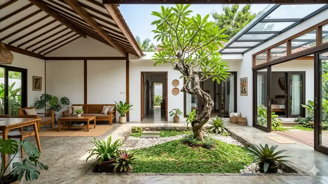 Rumah 1 Lantai dengan Taman Dalam Rumah