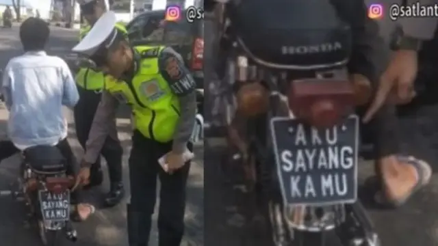 plat nomor nyeleneh (foto: instagram/@satlantaspolresgarut)