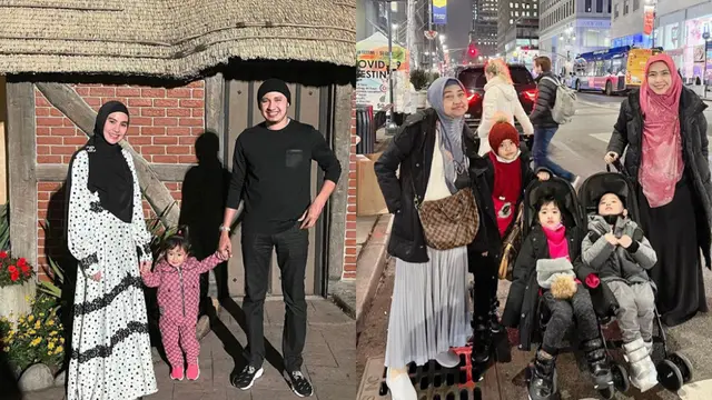 Gaya pakaian Kartika Putri dan Oki Setiana Dewi saat di Amerika Serikat/dok. (@kartikaputriworld/@okisetianadewi)