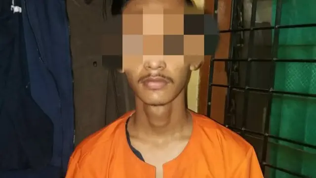 Salah satu remaja penggilir bocah SD ditahan di Polsek Bukitraya Pekanbaru.