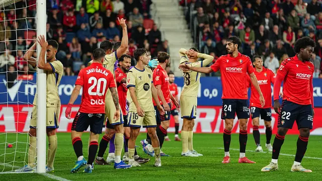 Duel Osasuna vs Barcelona di laga pekan ke-34 Liga Spanyol 2025/2026 di El Sadar, Minggu (03/05/2026) dini hari WIB.