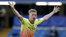 3. Kevin De Bruyne - Musim lalu pemain asal Belgia ini memiliki kreativitas tinggi dan menjadi motor Manchester City dalam meraih kemenangan di liga Inggris. Namun, pada awal musim 2020/2021 ini Kevin De Bruyne terlihat miskin kreativitas. (AP Photo/Paul Childs,Pool)
