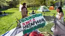 Dalam sepekan terakhir, muncul aksi berkemah pro Palestina di berbagai universitas di Amerika Serikat. (Matthew Hatcher/Getty Images North America/Getty Images via AFP)