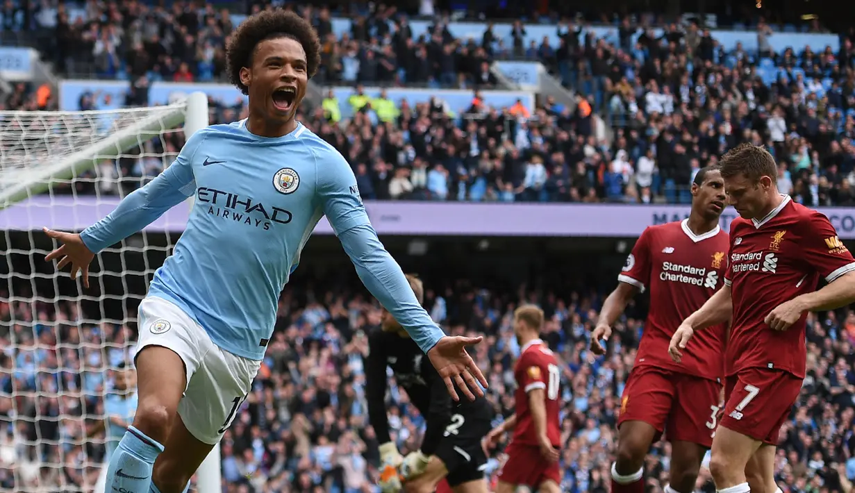 3. Leroy Sane (Jerman) - Mencetak 11 gol pada semua ajang bersama Manchester City. (AFP/Oli Scarff)