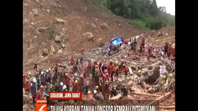 Tim satgas kembali temukan 7 korban longsor di Cimapag, Sukabumi.