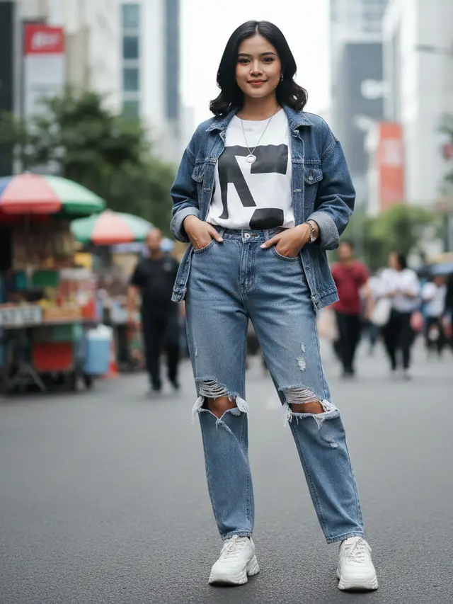 Model Celana Jeans Panjang Wanita Kekinian (Foto: Gemini AI)