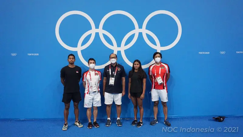 Dua perenang Indonesia di Olimpiade Tokyo, Aflah Fadlan Prawira dan Azzahra Permatahani.