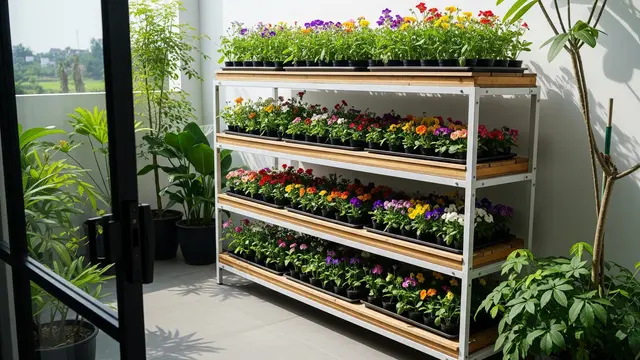 Desain teras dengan kebun mini edible flower