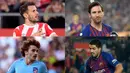 Lionel Messi semakin memperkokoh posisinya di puncak raihan pencetak gol terbanyak La Liga Spanyol. Kini penyerang Argentina tersebut berselisih sembilan gol dari Luis Suarez di peringkat kedua. (Kolase Foto AFP)