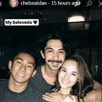 Kebersamaan Chelsea Islan, Daffa Wardhana, dan Reza Rahadian. [foto: instagram/chelseaislan]
