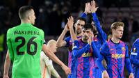 Barcelona harus puas bermain imbang kala menjamu klub Turki, Galatasaray, paga laga leg pertama babak 16 besar Liga Europa di Camp Nou. (AFP/Lluis Gene)