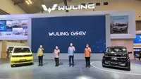 Wuling Motors (Wuling) menggebrak panggung GIIAS 2021 dengan memperkenalkan platform kendaraan listrik yang diberi nama Global Small Electric Vehicle. (Septian / Liputan6.com).