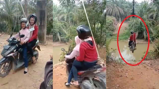 viral video motor nyebrang sungai