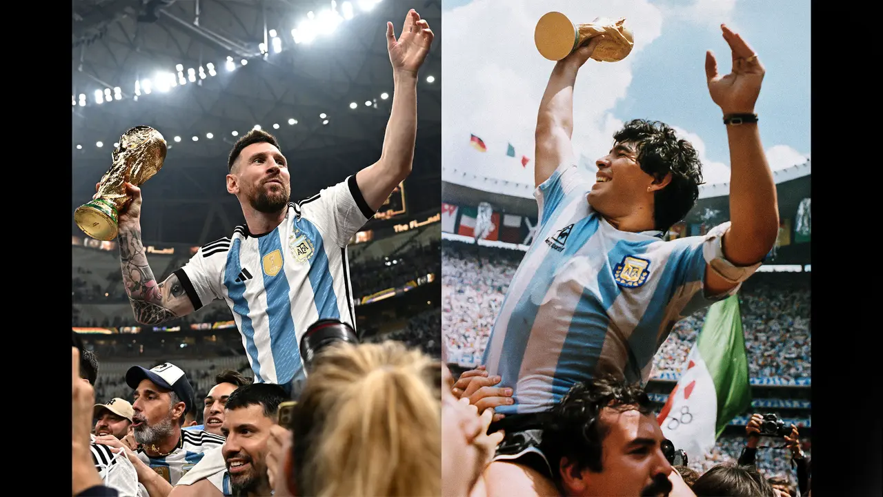 Foto: Lionel Messi Ulangi Momen Maradona saat Menerima Trofi di Piala Dunia 1986