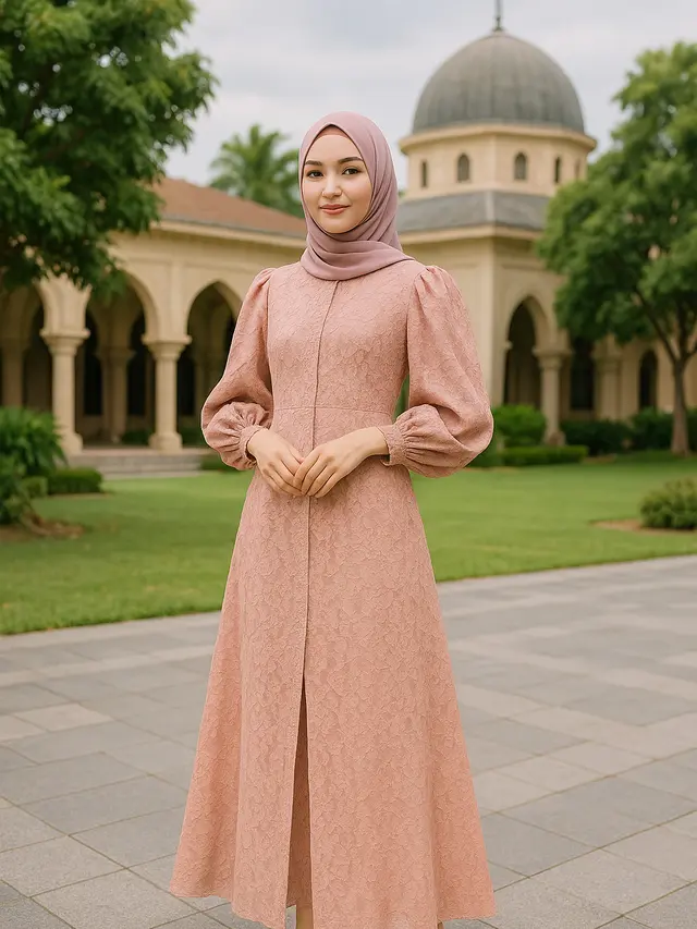 Rekomendasi Gamis Brokat Belah Depan yang Trendi di 2025