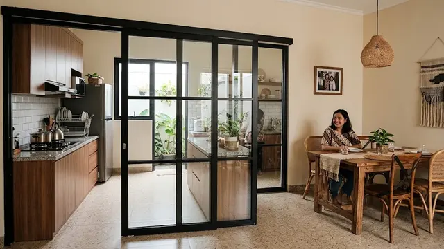 6 Model Pintu Geser untuk Memisahkan Dapur dan Ruang Makan, Praktis dan Estetik
