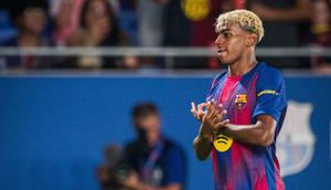 Aksi Lamine Yamal pada laga pramusim antara Barcelona vs Como 1907 (Dok. @FCBarcelona)