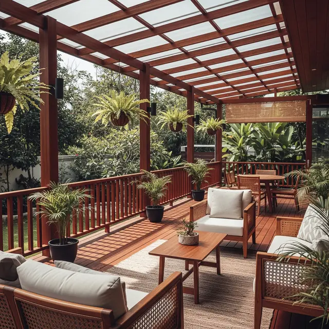 Lantai Teras Kayu Bangkirai (Gemini AI)