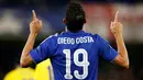 Ekspresi Diego Costa setelah mencetak gol ketiga Chelsea ke gawang Maccabi Tel-Aviv pada laga grup Liga Champions, di Stamford Bridge, London, Kamis (17/9/2015) dini hari WIB. (Action Images via Reuters/John Sibley)
