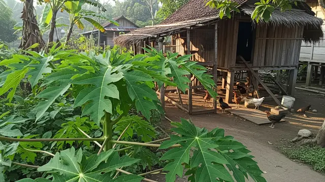 Pohon Pepaya, Tanaman yang Cocok Ditanam Dekat Kandang Ayam Kampung/Gemini AI