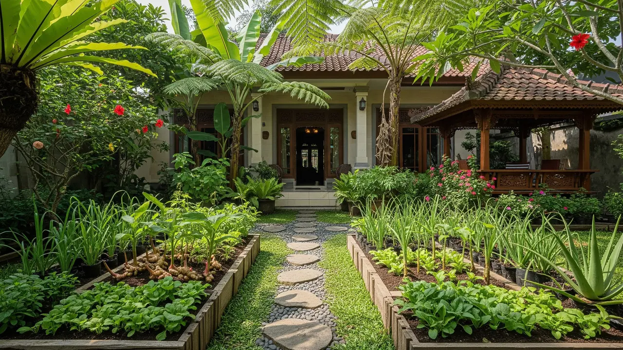Model Halaman Depan Rumah dengan Tanaman TOGA