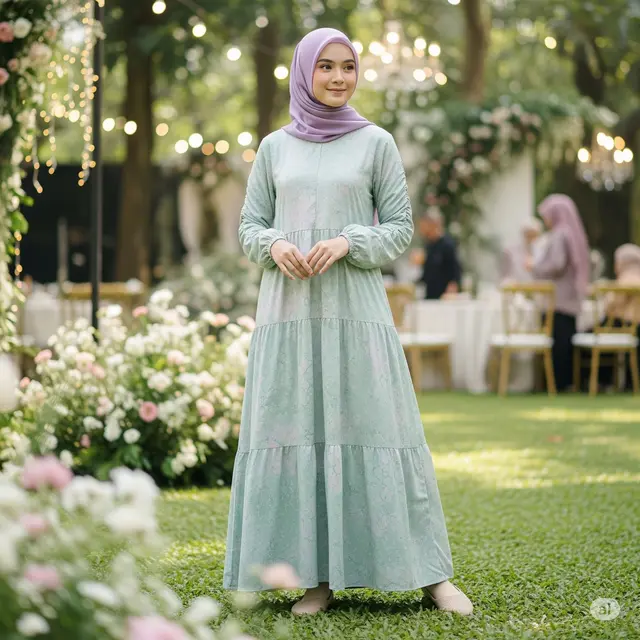 Dress Batik Plisket Tumpuk Warna Pastel