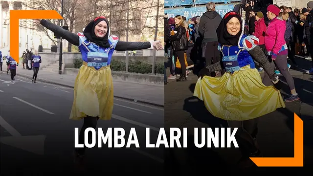 Wanita Hijaber Ini Ikuti Lomba Lari Pakai Kostum Unik