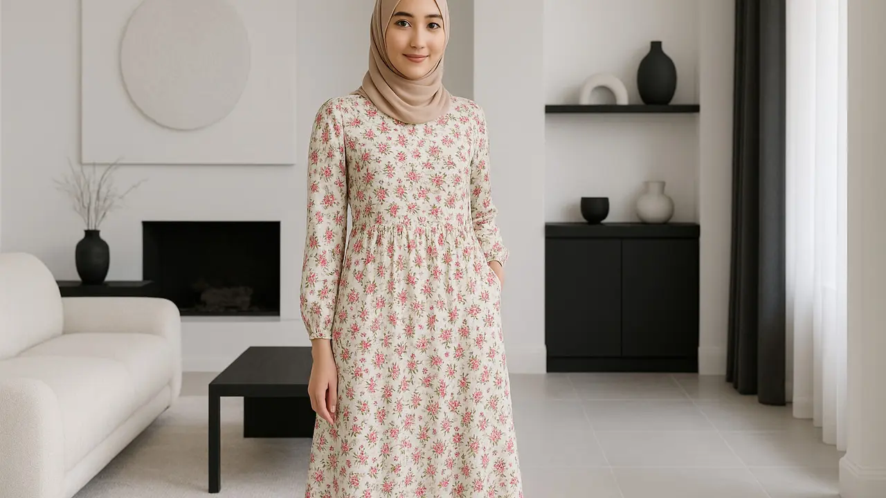 7 Model Gamis Motif Bunga yang Memikat Hati, Tampilan Gaya Feminin Tapi Stylish