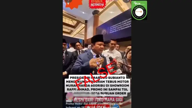 Cek Fakta: Tidak Benar Video Prabowo Umumkan Program Promo Motor Murah