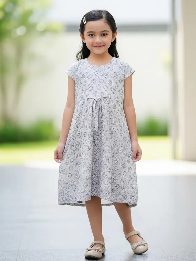 Dress Anak Perempuan dengan Bahan Adem dan Nggak Bikin Keringatan di Berbagai Acara Model Rayon Motif Sederhana