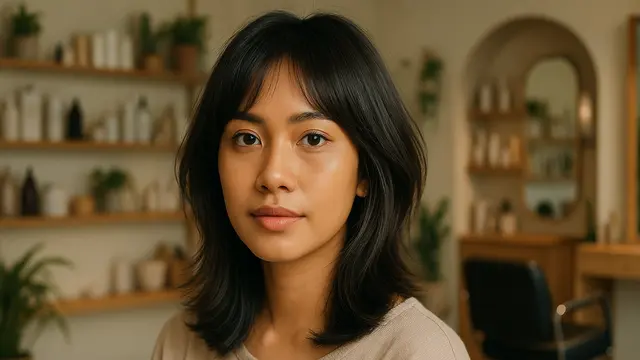 Model Rambut Shag Modern dengan Curtain Bangs