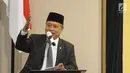 Menristekdikti Mohamad Nasir memberikan sambutan saat peresmian pembangunan kembali Gedung C FISIP Universitas Indonesia (UI) di Depok, Jawa Barat, Kamis (2/5/2019). Gedung tersebut diberi nama Mochtar Riady Social & Political Research Center. (Liputan6.com/Herman Zakharia)