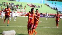 Pemain Pusamania Borneo FC, Sultan Samma rayakan gol ke gawang Surabaya United (Liputan6/PBFC)