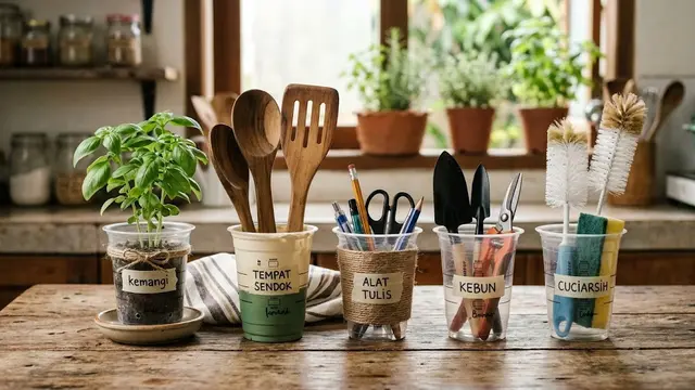 Ide Daur Ulang Gelas Plastik Kopi Bekas yang Mudah Dibuat dan Berguna/AI Generated