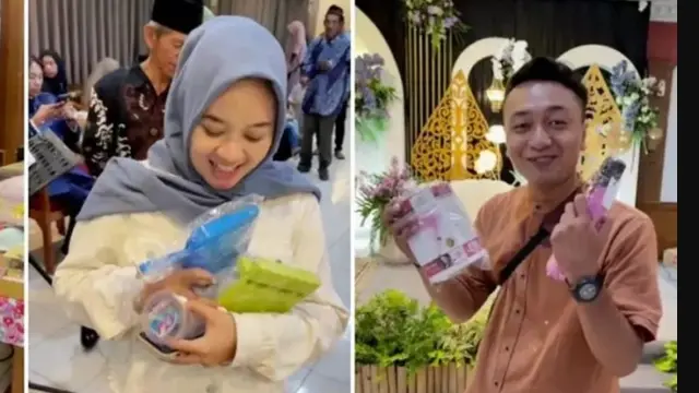 Momen Unik Pernikahan Beri Suvenir Tamu Undangan dengan Sistem Nomor.