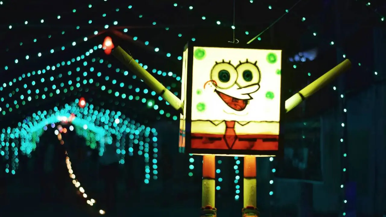 Spongebob Menyala di Malam Pasang Lampu Gorontalo