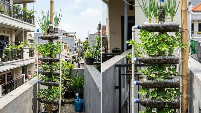Pot Bertingkat Menggunakan Botol Berukuran Berbeda