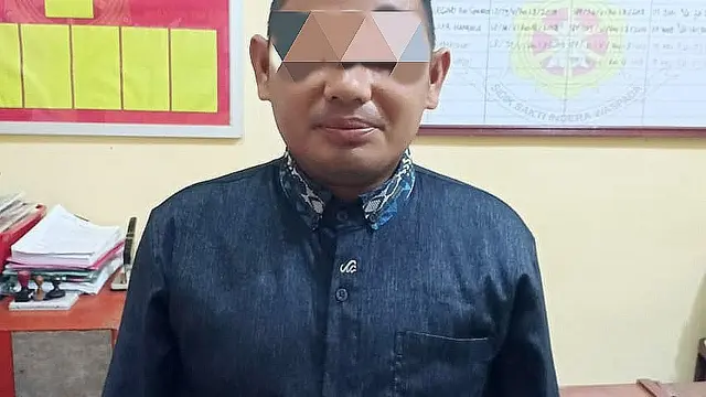Tersangka pencabulan, M (35), berstatus  tengku atau guru mengaji (Liputan6.com/Rino Abonita)